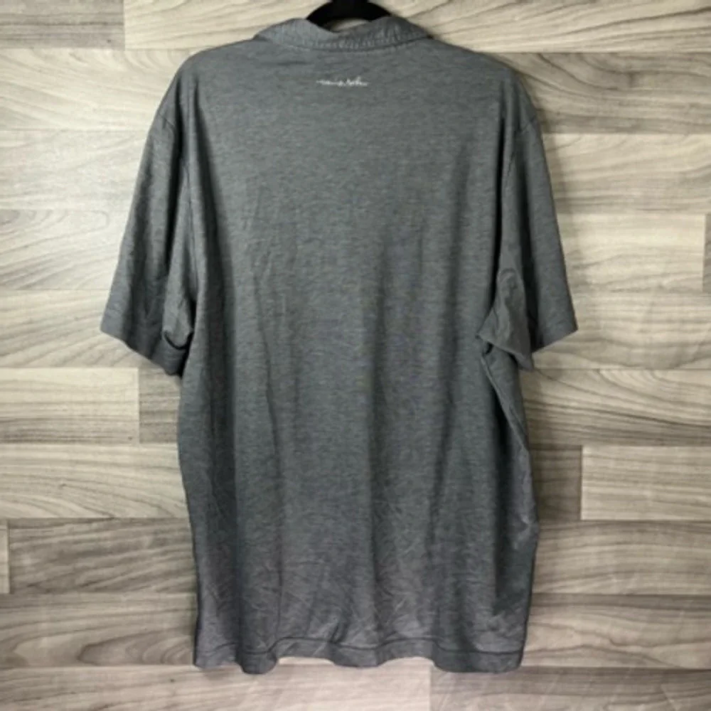 Travis Mathew Mens Golf Polo‎ Shirt Gray Short Sleeve Split Hem Collar Button XL
